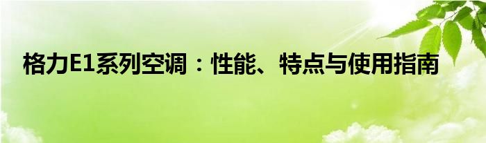 格力E1系列空调：性能、特点与使用指南