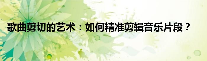 歌曲剪切的艺术：如何精准剪辑音乐片段？