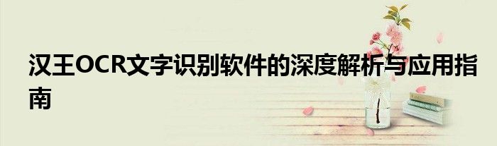 汉王OCR文字识别软件的深度解析与应用指南