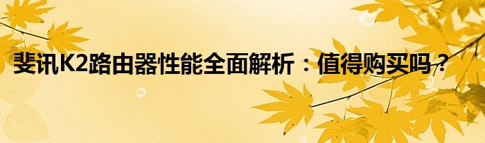 斐讯K2路由器性能全面解析：值得购买吗？