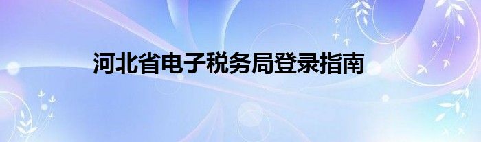 河北省电子税务局登录指南