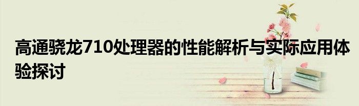 高通骁龙710处理器的性能解析与实际应用体验探讨
