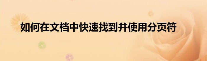 如何在文档中快速找到并使用分页符