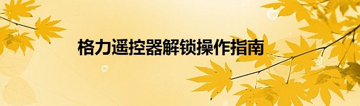格力遥控器解锁操作指南