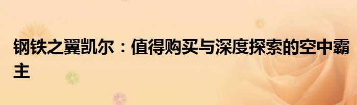 钢铁之翼凯尔：值得购买与深度探索的空中霸主