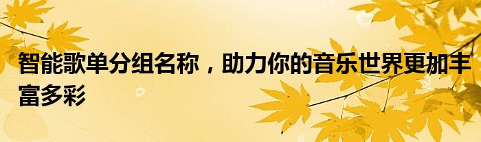 智能歌单分组名称，助力你的音乐世界更加丰富多彩