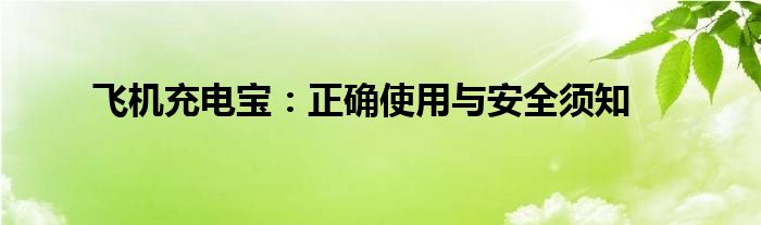 飞机充电宝：正确使用与安全须知