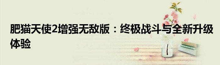 肥猫天使2增强无敌版：终极战斗与全新升级体验
