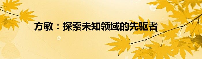 方敏：探索未知领域的先驱者