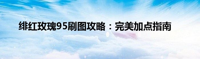 绯红玫瑰95刷图攻略：完美加点指南