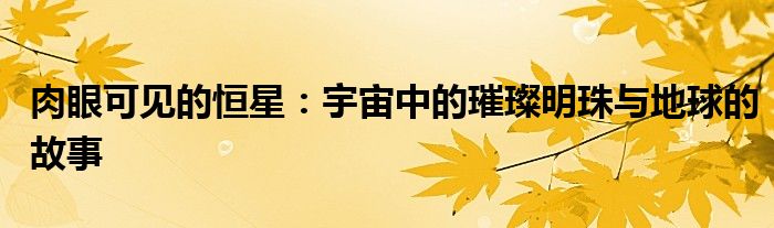 肉眼可见的恒星：宇宙中的璀璨明珠与地球的故事