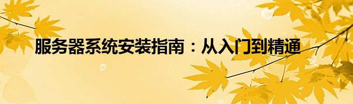 服务器系统安装指南：从入门到精通