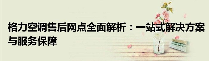 格力空调售后网点全面解析：一站式解决方案与服务保障