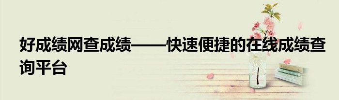 好成绩网查成绩——快速便捷的在线成绩查询平台