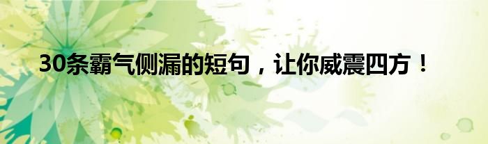 30条霸气侧漏的短句，让你威震四方！