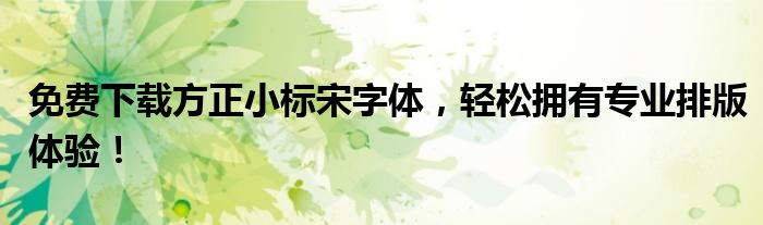 免费下载方正小标宋字体，轻松拥有专业排版体验！