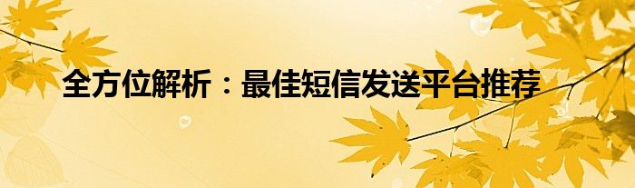 全方位解析：最佳短信发送平台推荐