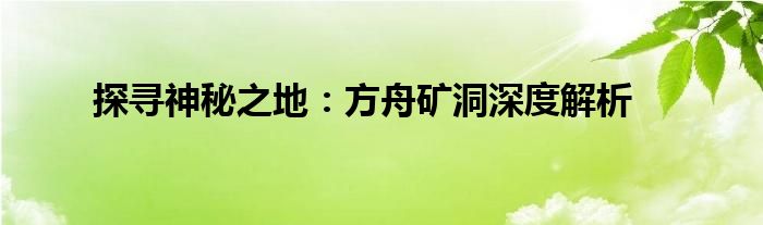 探寻神秘之地：方舟矿洞深度解析