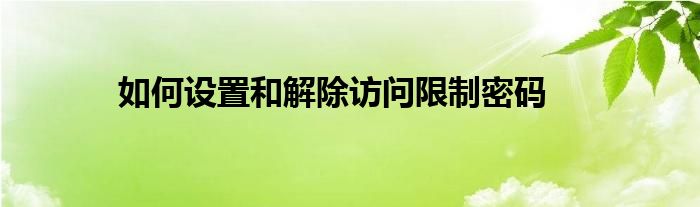 如何设置和解除访问限制密码