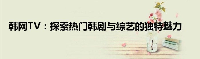 韩网TV：探索热门韩剧与综艺的独特魅力