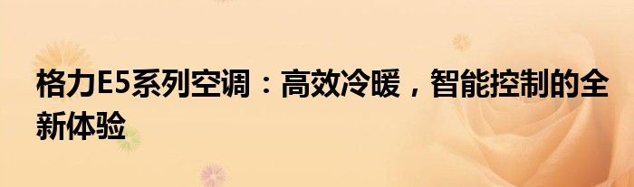 格力E5系列空调：高效冷暖，智能控制的全新体验