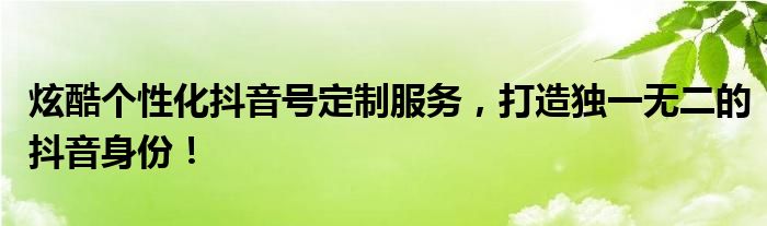 炫酷个性化抖音号定制服务，打造独一无二的抖音身份！