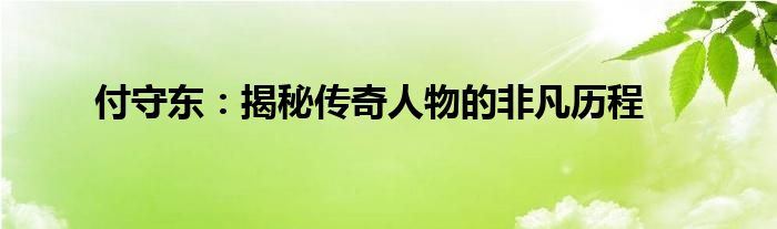 付守东：揭秘传奇人物的非凡历程