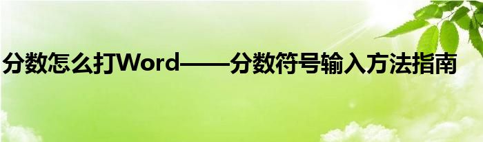 分数怎么打Word——分数符号输入方法指南