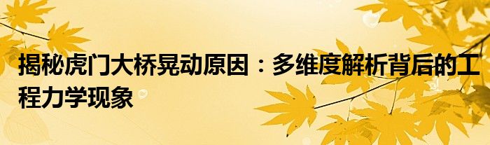 揭秘虎门大桥晃动原因：多维度解析背后的工程力学现象