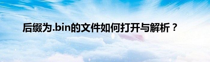 后缀为.bin的文件如何打开与解析？