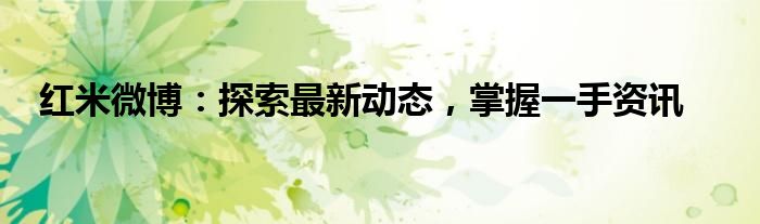 红米微博：探索最新动态，掌握一手资讯