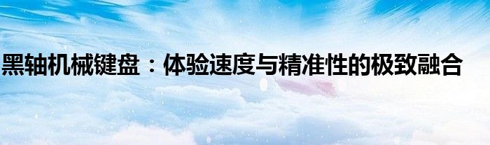 黑轴机械键盘：体验速度与精准性的极致融合