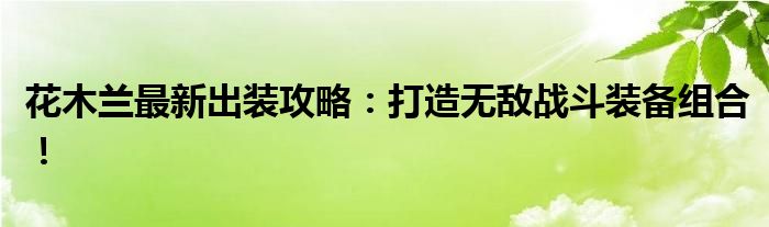 花木兰最新出装攻略：打造无敌战斗装备组合！