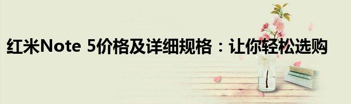 红米Note 5价格及详细规格：让你轻松选购