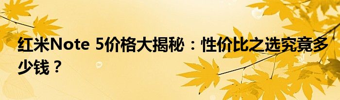 红米Note 5价格大揭秘：性价比之选究竟多少钱？