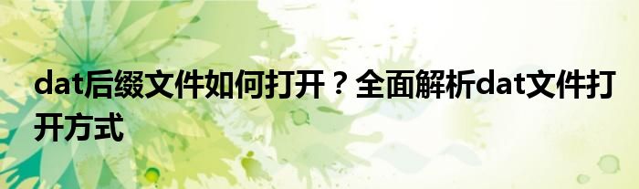 dat后缀文件如何打开？全面解析dat文件打开方式