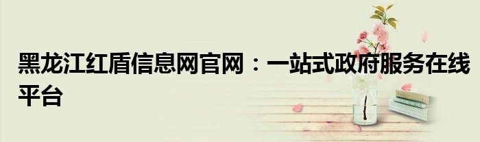 黑龙江红盾信息网官网：一站式政府服务在线平台