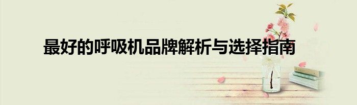 最好的呼吸机品牌解析与选择指南