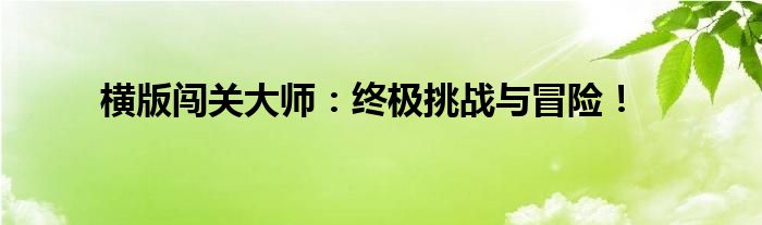 横版闯关大师：终极挑战与冒险！