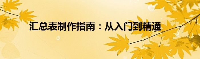 汇总表制作指南：从入门到精通