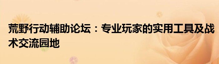 荒野行动辅助论坛：专业玩家的实用工具及战术交流园地