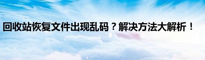 回收站恢复文件出现乱码？解决方法大解析！