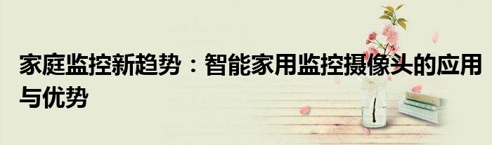 家庭监控新趋势：智能家用监控摄像头的应用与优势