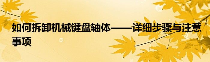 如何拆卸机械键盘轴体——详细步骤与注意事项