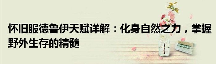 怀旧服德鲁伊天赋详解：化身自然之力，掌握野外生存的精髓