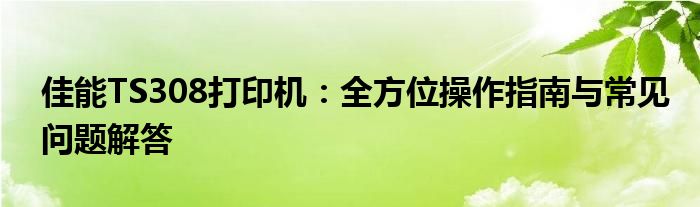 佳能TS308打印机：全方位操作指南与常见问题解答