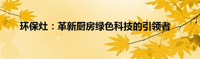 环保灶：革新厨房绿色科技的引领者