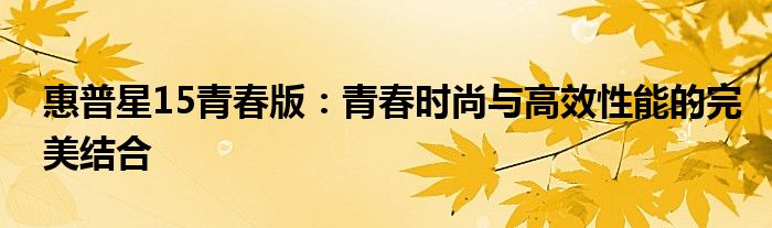 惠普星15青春版：青春时尚与高效性能的完美结合