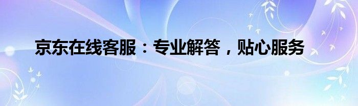 京东在线客服：专业解答，贴心服务