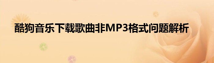 酷狗音乐下载歌曲非MP3格式问题解析